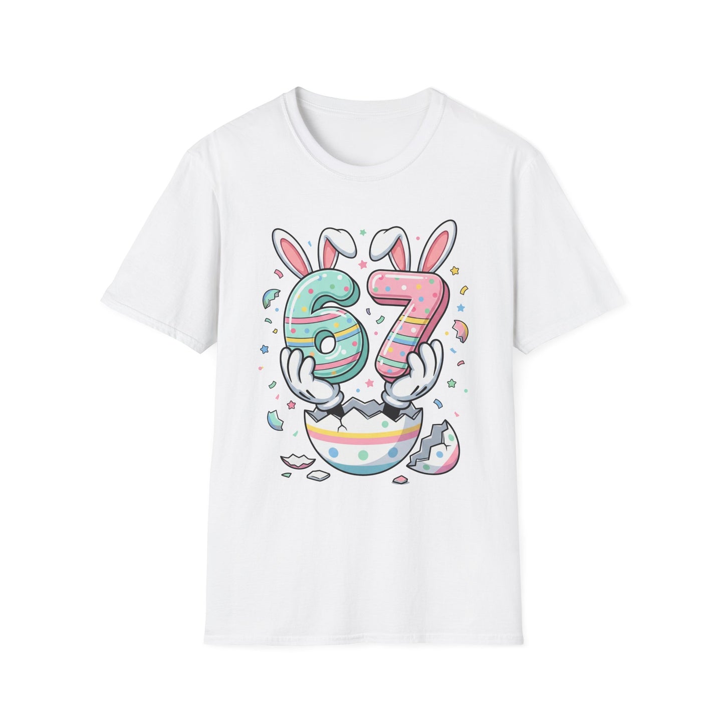Easter 67 Bunny Numbers T-Shirt — Cute Pastel Egg Hatch Design