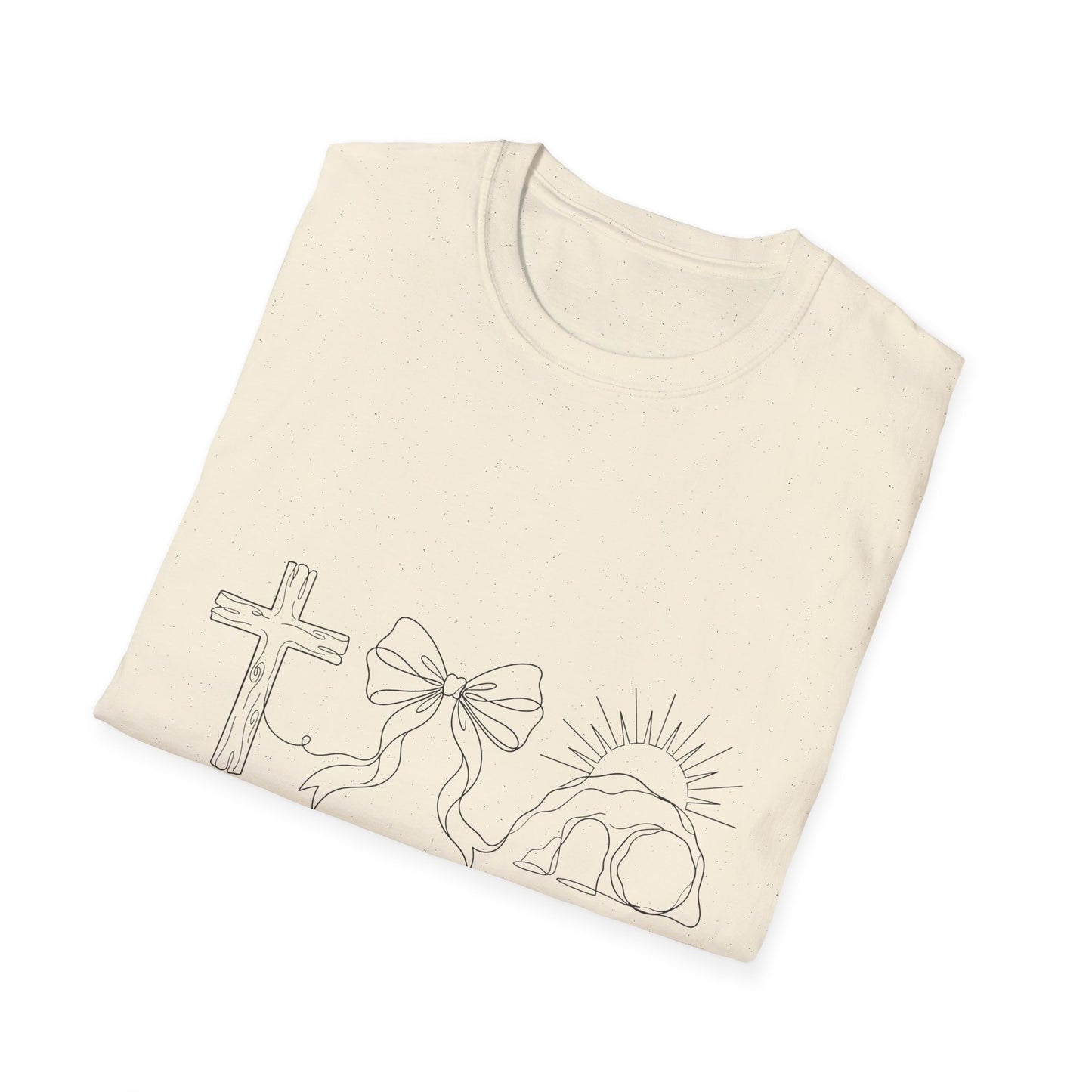 Easter 'He is Risen' Christian T-Shirt — Cross, Crown & Empty Tomb Design